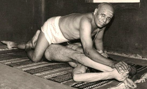 Patthabi Jois yoga adjustment